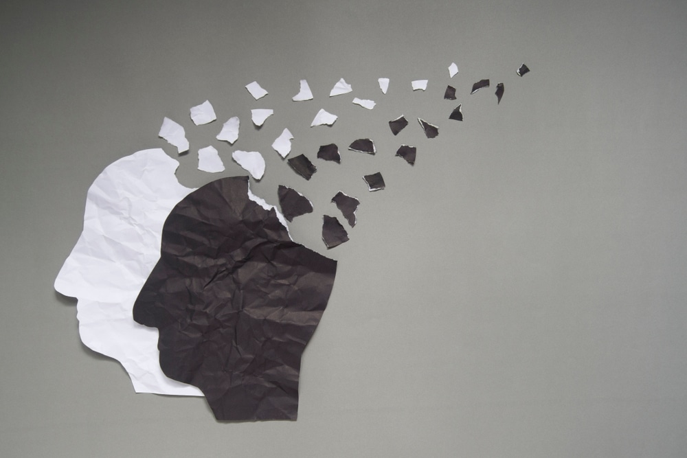 Bipolar,Disorder,Presented,By,Human,Head,Made,From,Black&amp;white,Crumpled