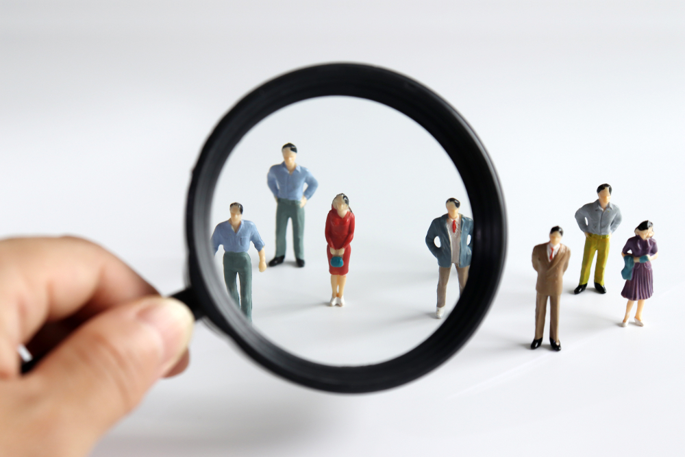 Magnifier,And,Miniature,People.,Concept,Of,Female,Worker,Recruitment.